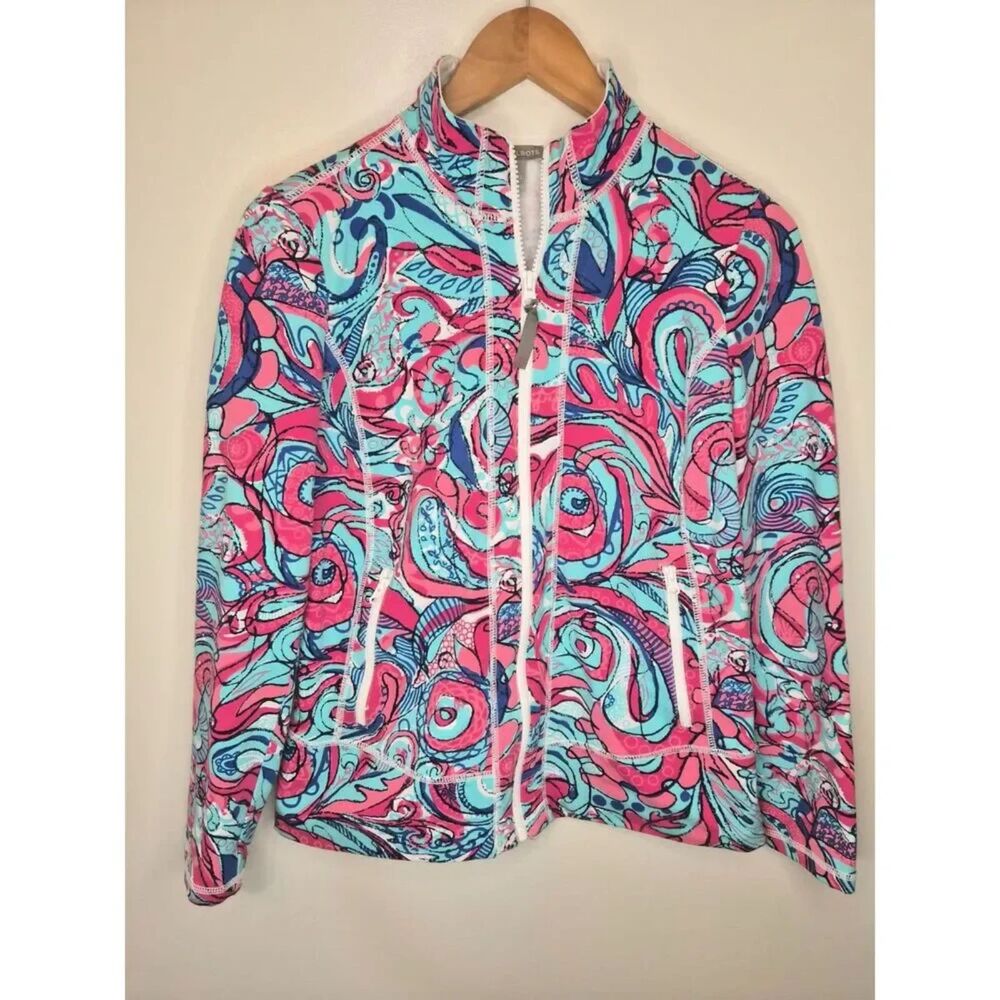 Talbots Sport Zip Jacket Coastal Preppy Athletic Tennis Golf Lilly Pulitzer Vibe - Picture 1 of 9